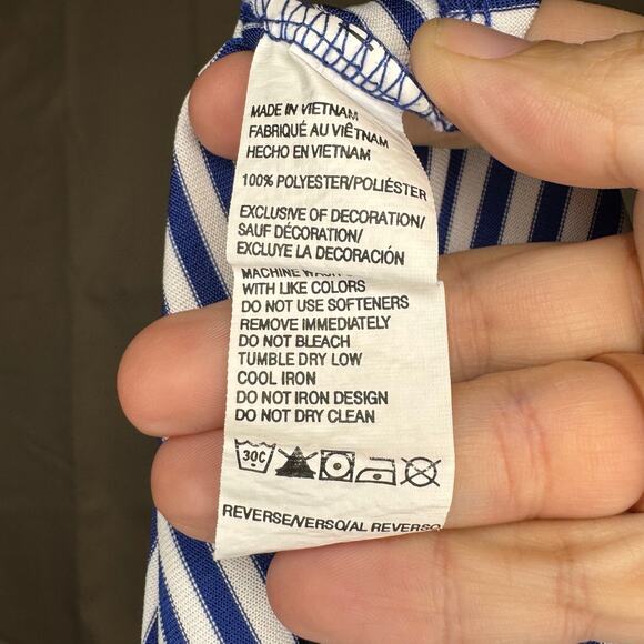 IZOD PerformX Golf Blue White Striped Polo Shirt Size L Performance - Picture 5 of 6